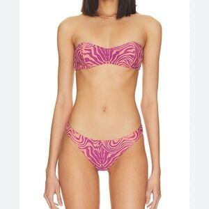 Vibrant Pink Zebra Print Bandeau Bikini